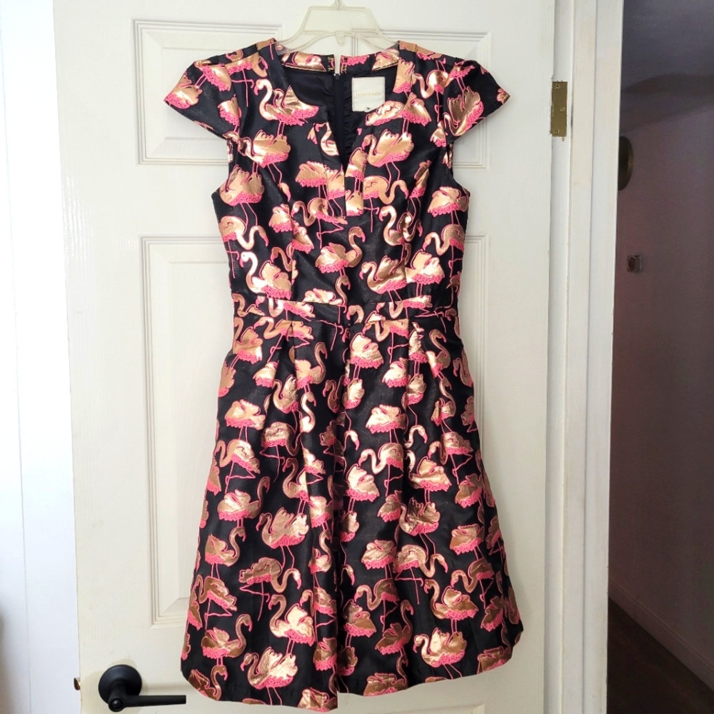 Modcloth Flamingo Cocktail Dress, Size Medium